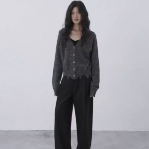 raw edge knitted cardigan