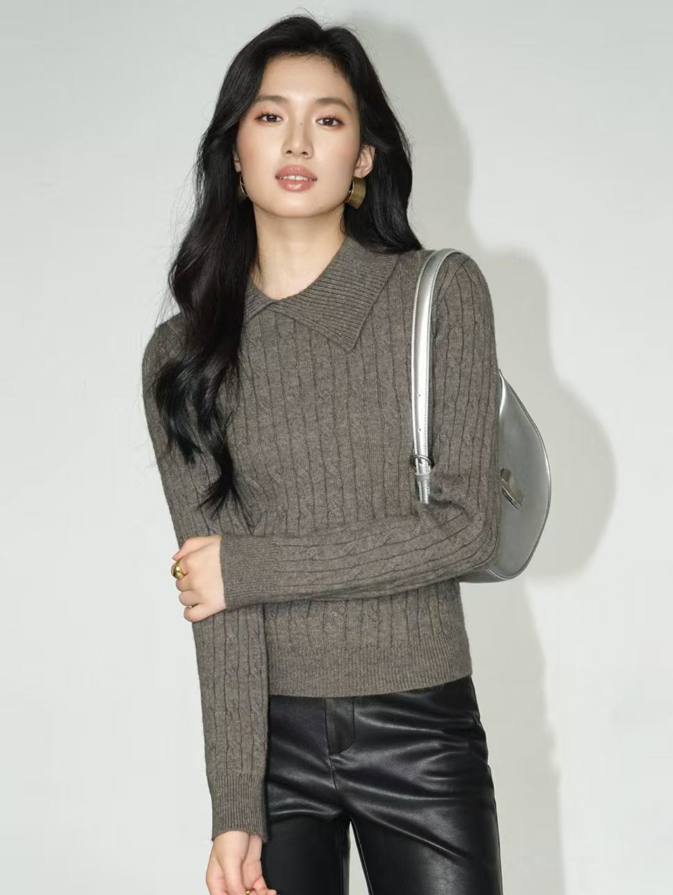 collared cable knit pullover sweater collared cable knit pullover sweater