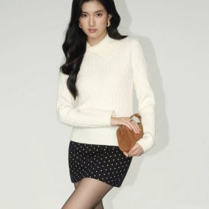 collared cable knit pullover sweater