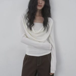 faux two piece knit sweater