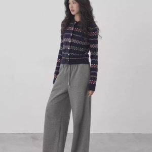 retro jacquard knit cardigan