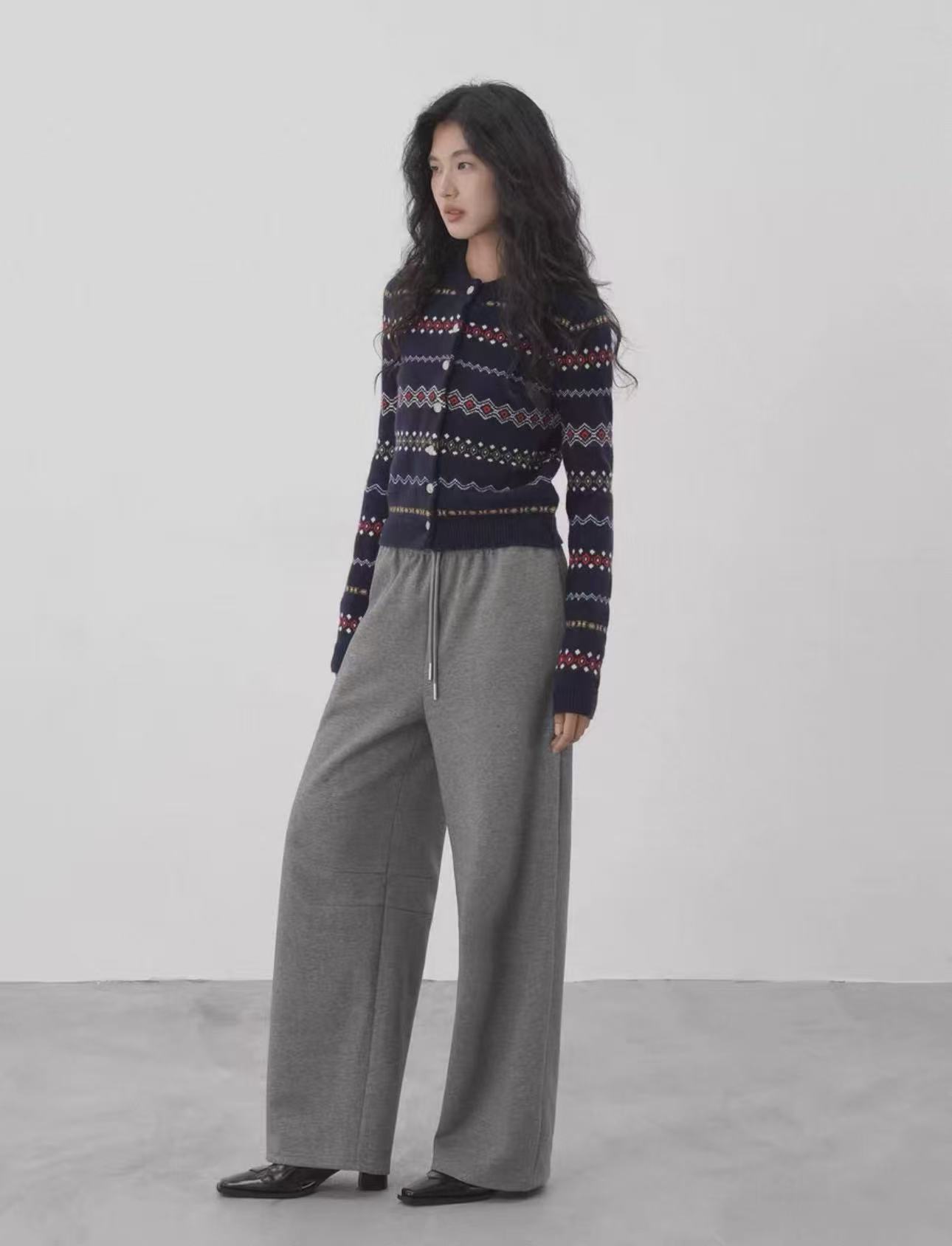 retro jacquard knit cardigan retro jacquard knit cardigan