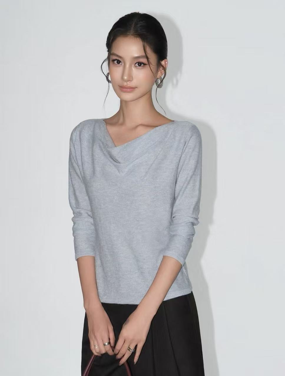 off shoulder long sleeve knitted sweater off shoulder long sleeve knitted sweater