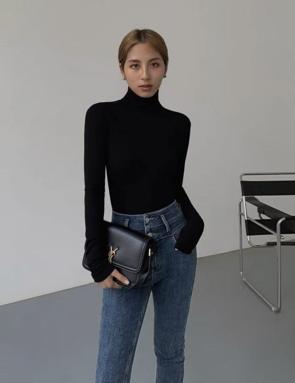 turtleneck slim fit knit base shirt