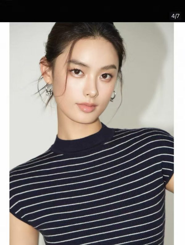 striped half turtleneck knit base shirt