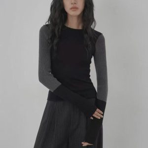 color block pullover knit sweater