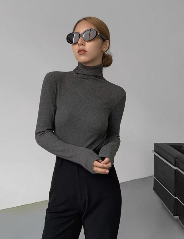 turtleneck slim fit knit base shirt