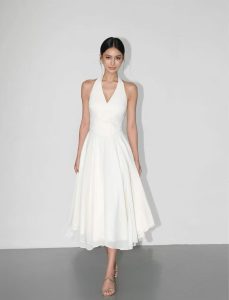 spaghetti strap cinched waist long dress